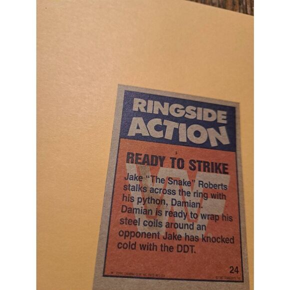 Vintage 1987 WWF Jake The Snake Roberts Ready To Strike Trading Card 24 Topps - Picture 4 of 4